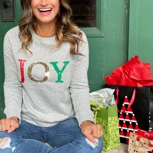 Caslon gray embellished JOY sweatshirt- M
